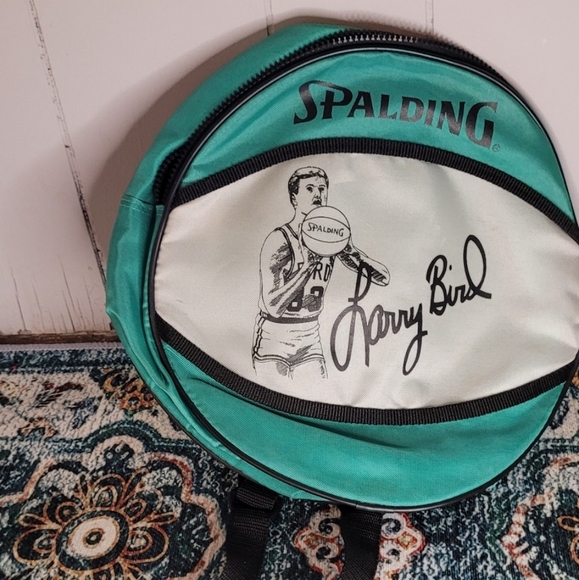 Vintage Larry Bird Spalding Backpack Green Bag NBA Boston Celtics Playoffs - Picture 1 of 6